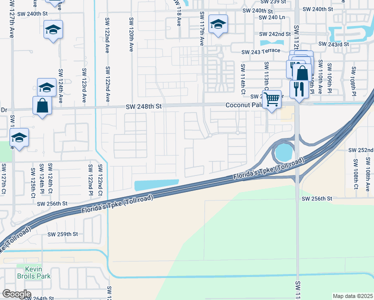 map of restaurants, bars, coffee shops, grocery stores, and more near 25201 Southwest 118th Avenue in Homestead