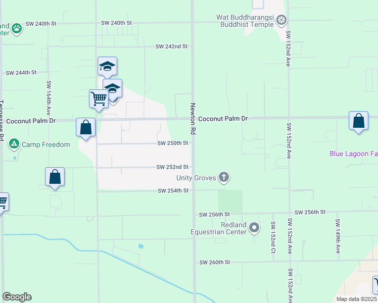 map of restaurants, bars, coffee shops, grocery stores, and more near 25115 Newton Road in Homestead
