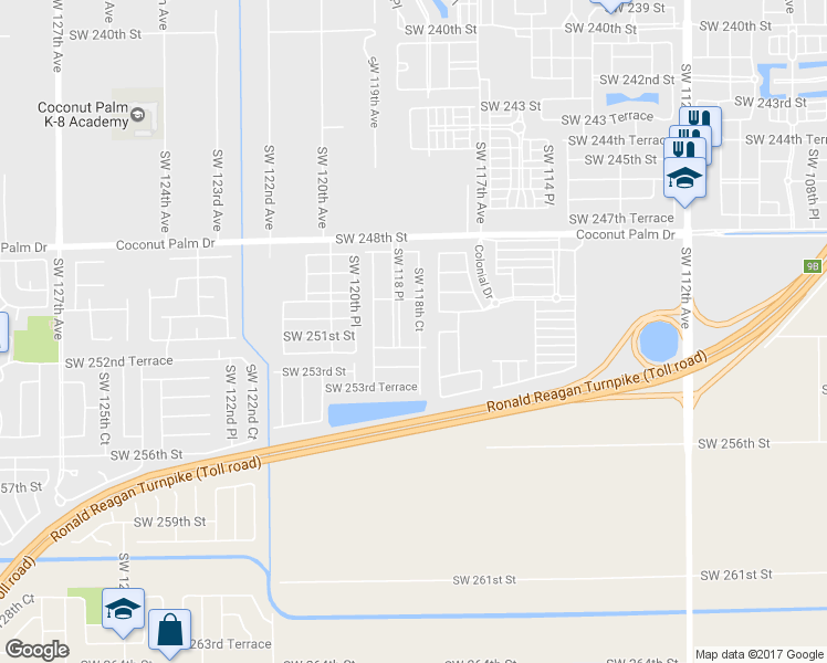 map of restaurants, bars, coffee shops, grocery stores, and more near 25240 Southwest 118th Avenue in Homestead