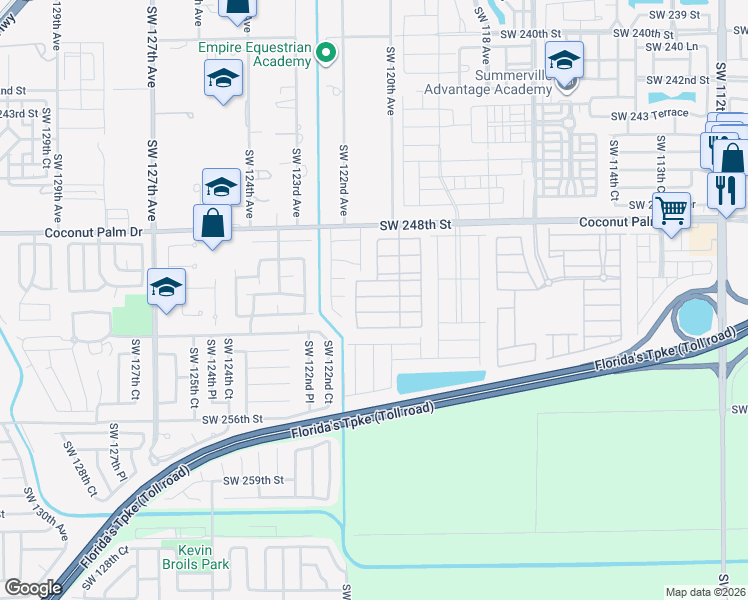 map of restaurants, bars, coffee shops, grocery stores, and more near 12122 Southwest 250th Street in Princeton