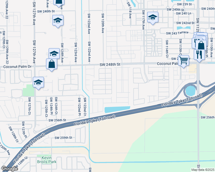 map of restaurants, bars, coffee shops, grocery stores, and more near 12074 Southwest 250th Street in Homestead