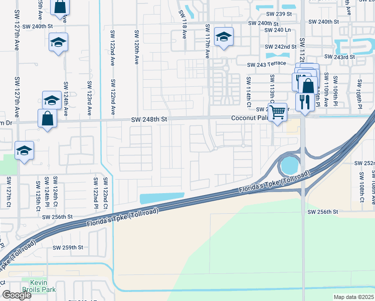 map of restaurants, bars, coffee shops, grocery stores, and more near 25076 Southwest 118th Avenue in Homestead