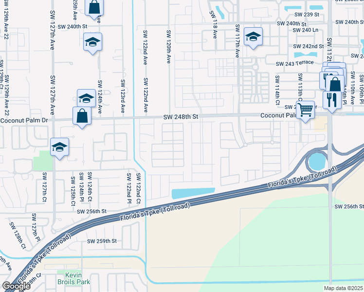map of restaurants, bars, coffee shops, grocery stores, and more near 12074 Southwest 250th Street in Homestead