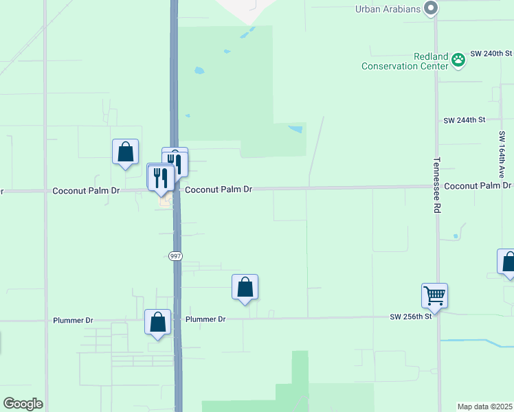 map of restaurants, bars, coffee shops, grocery stores, and more near 17350 Southwest 248th Street in Homestead