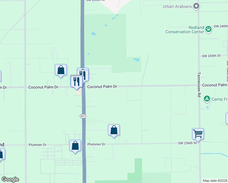 map of restaurants, bars, coffee shops, grocery stores, and more near 17350 Southwest 248th Street in Homestead