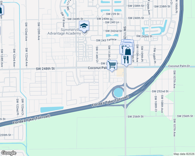 map of restaurants, bars, coffee shops, grocery stores, and more near 24875 Southwest 114th Court in Homestead
