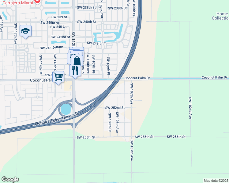 map of restaurants, bars, coffee shops, grocery stores, and more near 10880 Southwest 248th Street in Princeton