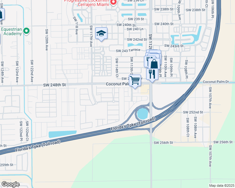 map of restaurants, bars, coffee shops, grocery stores, and more near 24875 Southwest 114th Court in Homestead