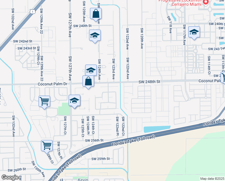 map of restaurants, bars, coffee shops, grocery stores, and more near 12320 Southwest 249th Street in Homestead