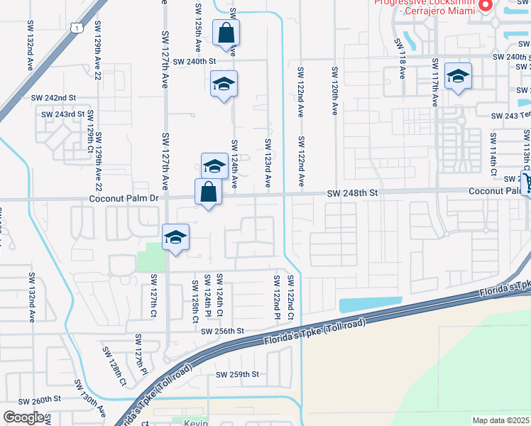 map of restaurants, bars, coffee shops, grocery stores, and more near 12320 Southwest 249th Street in Homestead