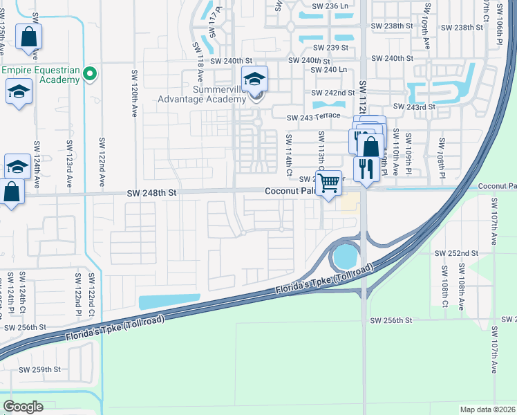 map of restaurants, bars, coffee shops, grocery stores, and more near 11563 Southwest 248th Lane in Princeton