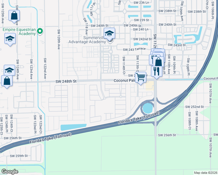 map of restaurants, bars, coffee shops, grocery stores, and more near 11563 Southwest 248th Lane in Princeton
