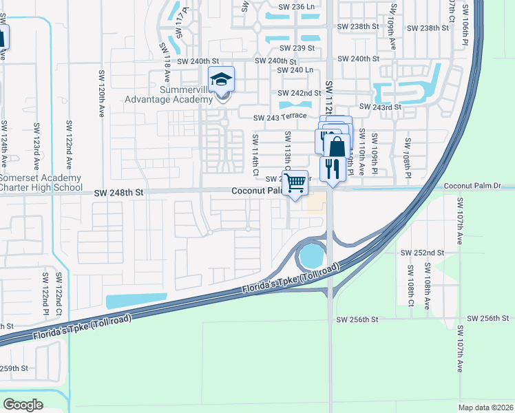 map of restaurants, bars, coffee shops, grocery stores, and more near 24875 Southwest 114th Court in Homestead