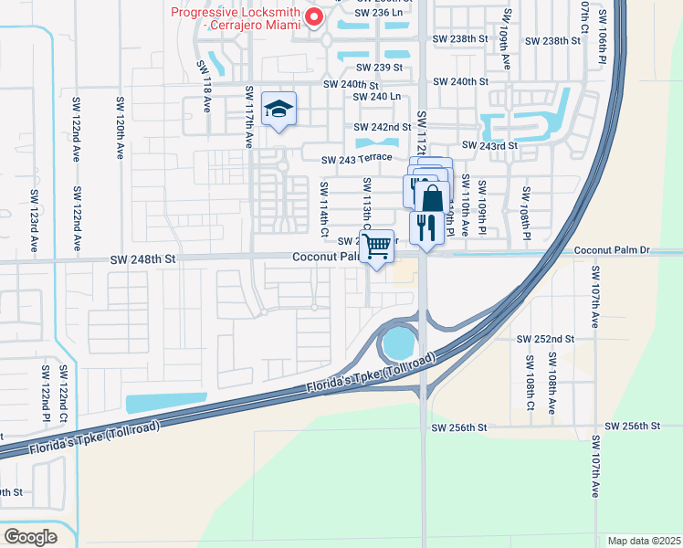 map of restaurants, bars, coffee shops, grocery stores, and more near 24875 Southwest 114th Court in Homestead
