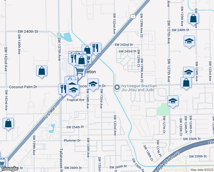 map of restaurants, bars, coffee shops, grocery stores, and more near in Princeton