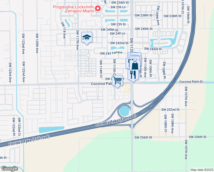 map of restaurants, bars, coffee shops, grocery stores, and more near 24875 Southwest 114th Court in Homestead