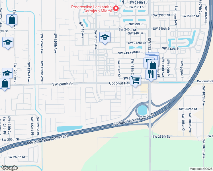 map of restaurants, bars, coffee shops, grocery stores, and more near 11563 Southwest 248th Lane in Princeton
