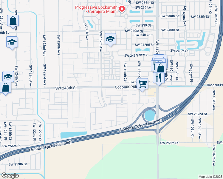 map of restaurants, bars, coffee shops, grocery stores, and more near 11563 Southwest 248th Lane in Princeton