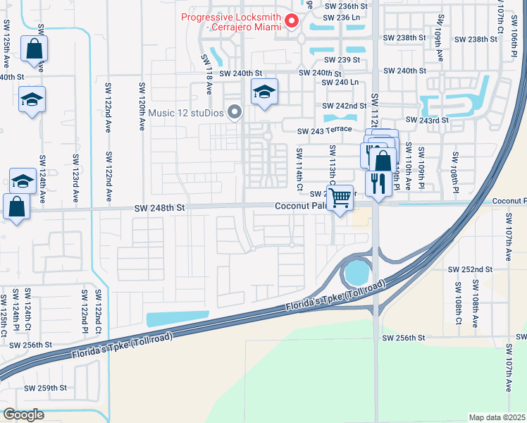 map of restaurants, bars, coffee shops, grocery stores, and more near 11563 Southwest 248th Lane in Princeton