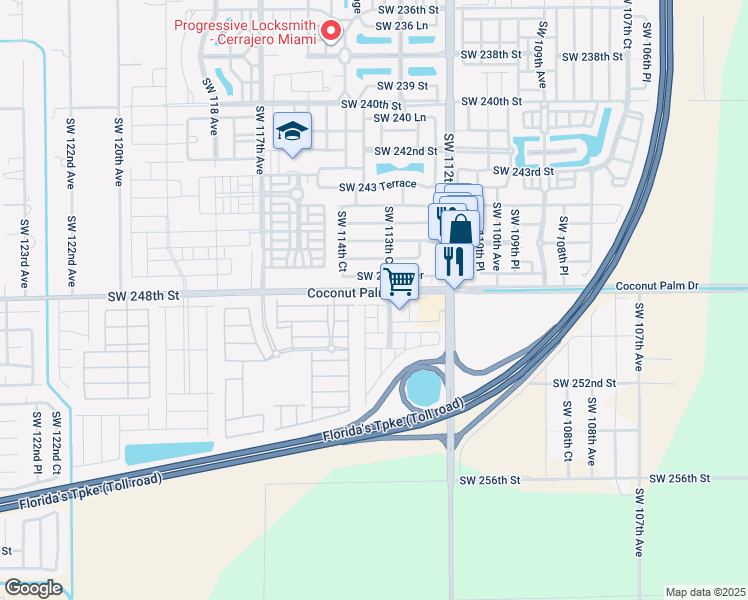 map of restaurants, bars, coffee shops, grocery stores, and more near 11382 Southwest 247th Terrace in Homestead
