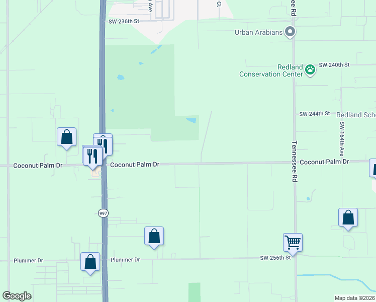 map of restaurants, bars, coffee shops, grocery stores, and more near 17201 Southwest 248th Street in Homestead