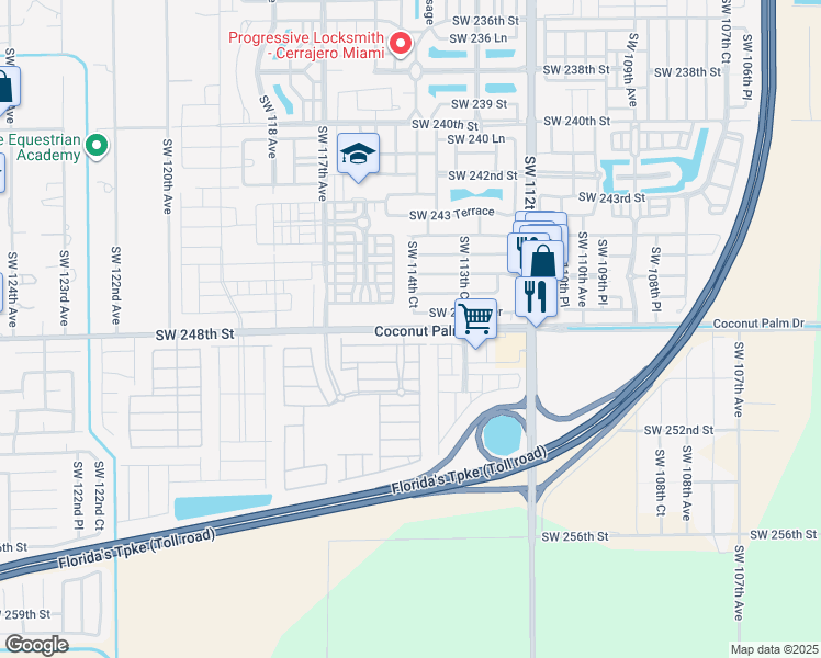 map of restaurants, bars, coffee shops, grocery stores, and more near 11451 Southwest 248th Street in Princeton