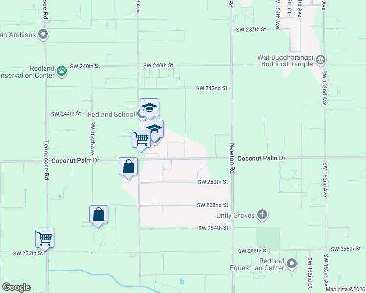 map of restaurants, bars, coffee shops, grocery stores, and more near 24655 Southwest 159th Avenue in Homestead