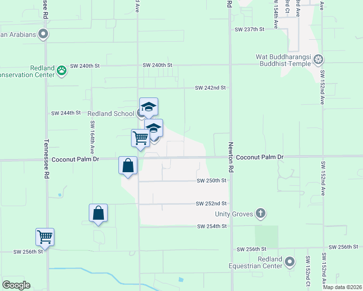 map of restaurants, bars, coffee shops, grocery stores, and more near 24655 Southwest 159th Avenue in Homestead