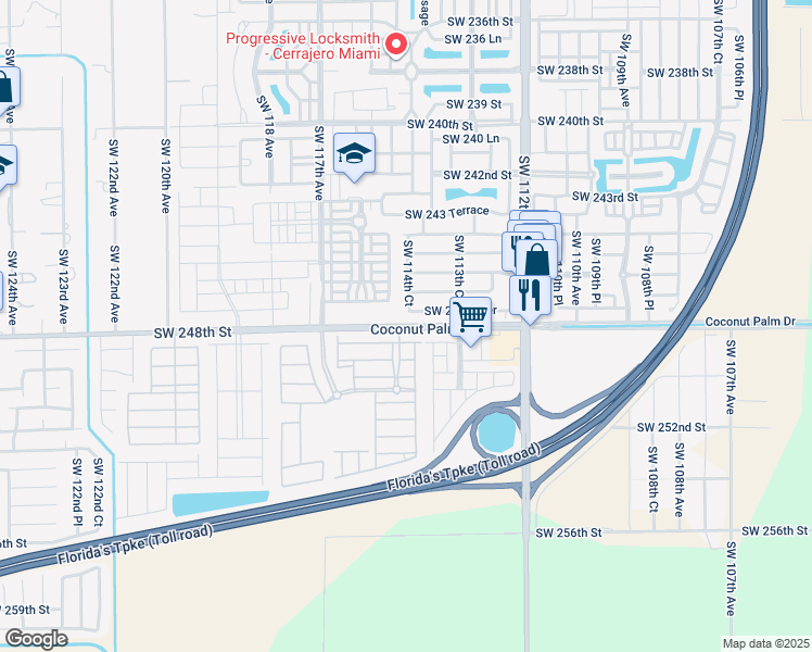 map of restaurants, bars, coffee shops, grocery stores, and more near 11451 Southwest 248th Street in Princeton