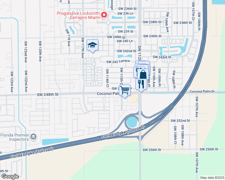 map of restaurants, bars, coffee shops, grocery stores, and more near 11382 Southwest 247th Terrace in Homestead
