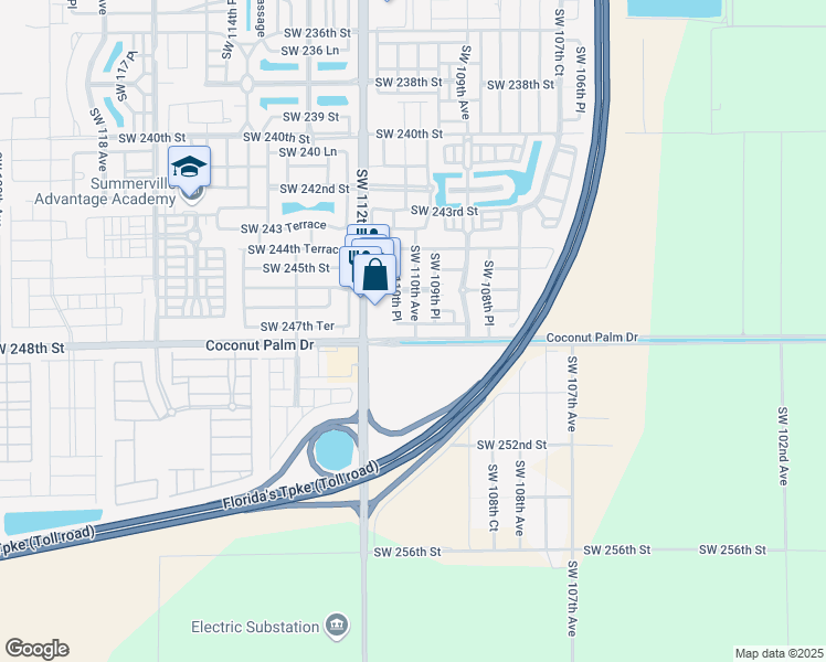 map of restaurants, bars, coffee shops, grocery stores, and more near 11006 Southwest 247th Terrace in Homestead