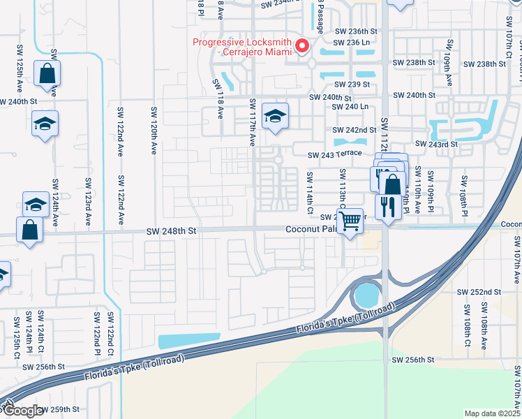 map of restaurants, bars, coffee shops, grocery stores, and more near 25348 Southwest 116th Court in Princeton