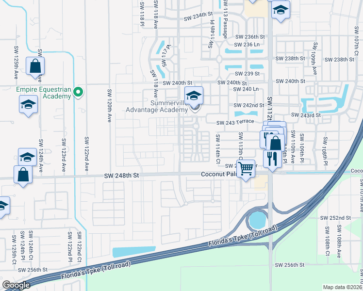 map of restaurants, bars, coffee shops, grocery stores, and more near 24557 Southwest 117th Avenue in Princeton