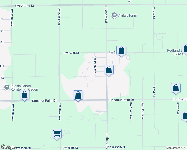 map of restaurants, bars, coffee shops, grocery stores, and more near 24380 SW 198th Ave in Homestead