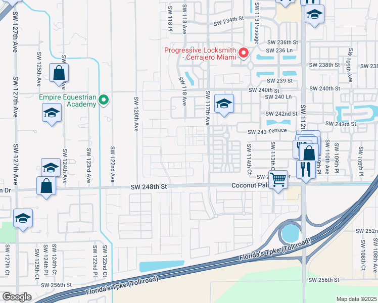 map of restaurants, bars, coffee shops, grocery stores, and more near 11701 Southwest 248th Street in Homestead