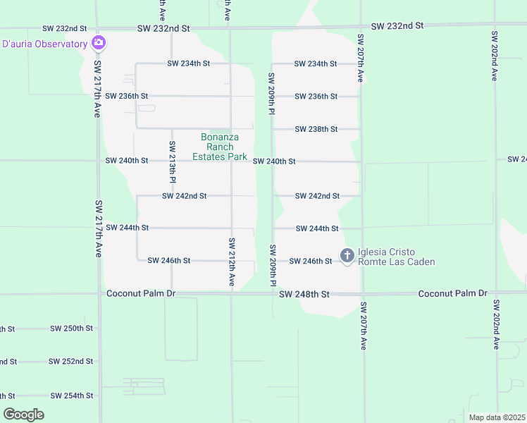 map of restaurants, bars, coffee shops, grocery stores, and more near 21080 Southwest 242nd Street in Homestead