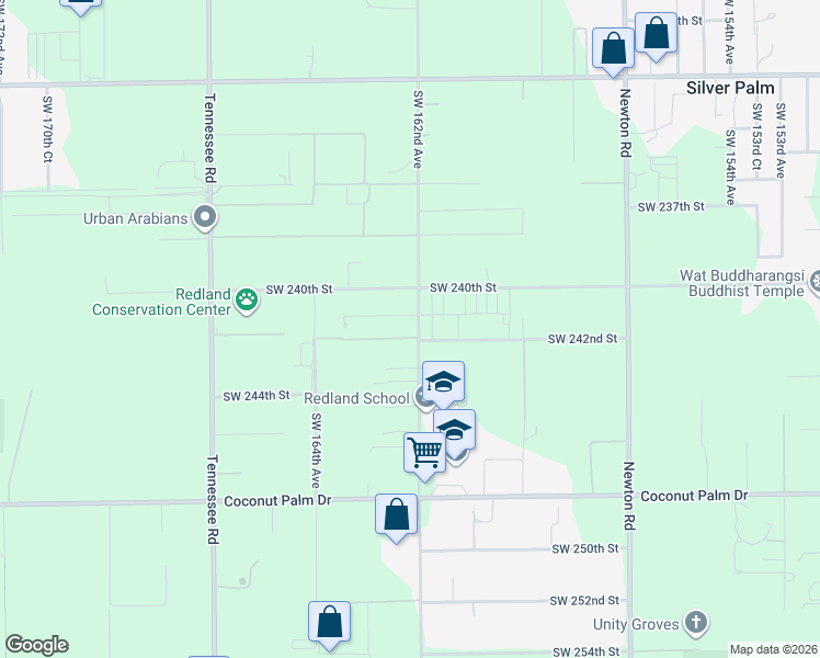 map of restaurants, bars, coffee shops, grocery stores, and more near 24100 Southwest 162nd Avenue in Homestead
