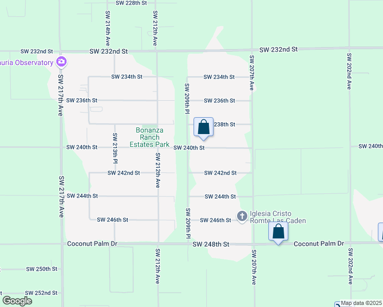 map of restaurants, bars, coffee shops, grocery stores, and more near 20890 Southwest 240th Street in Homestead