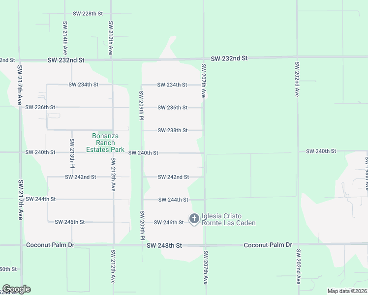 map of restaurants, bars, coffee shops, grocery stores, and more near 20791 Southwest 240th Street in Homestead