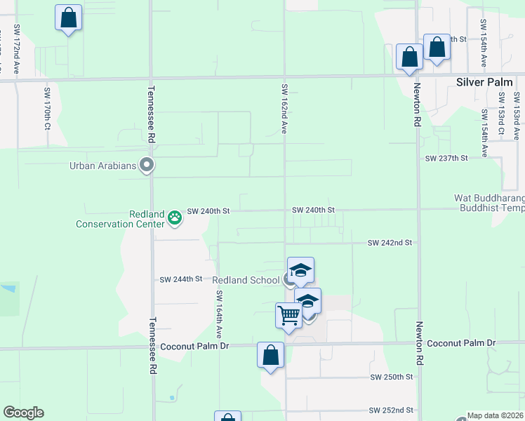 map of restaurants, bars, coffee shops, grocery stores, and more near 24000 Southwest 162nd Avenue in Homestead
