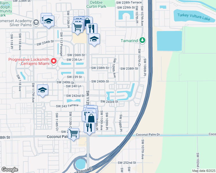 map of restaurants, bars, coffee shops, grocery stores, and more near 24066 Southwest 109th Court in Homestead