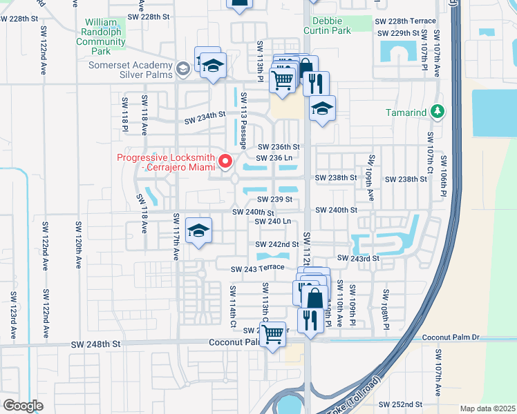 map of restaurants, bars, coffee shops, grocery stores, and more near 23904 Southwest 113th Avenue in Homestead