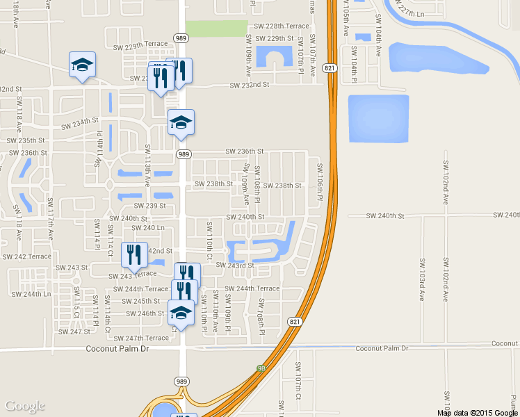 map of restaurants, bars, coffee shops, grocery stores, and more near 23924 Southwest 108th Court in Homestead