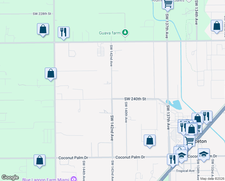 map of restaurants, bars, coffee shops, grocery stores, and more near 23835 Southwest 142nd Avenue in Princeton