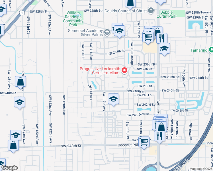 map of restaurants, bars, coffee shops, grocery stores, and more near 23901 Southwest 117th Court in Princeton