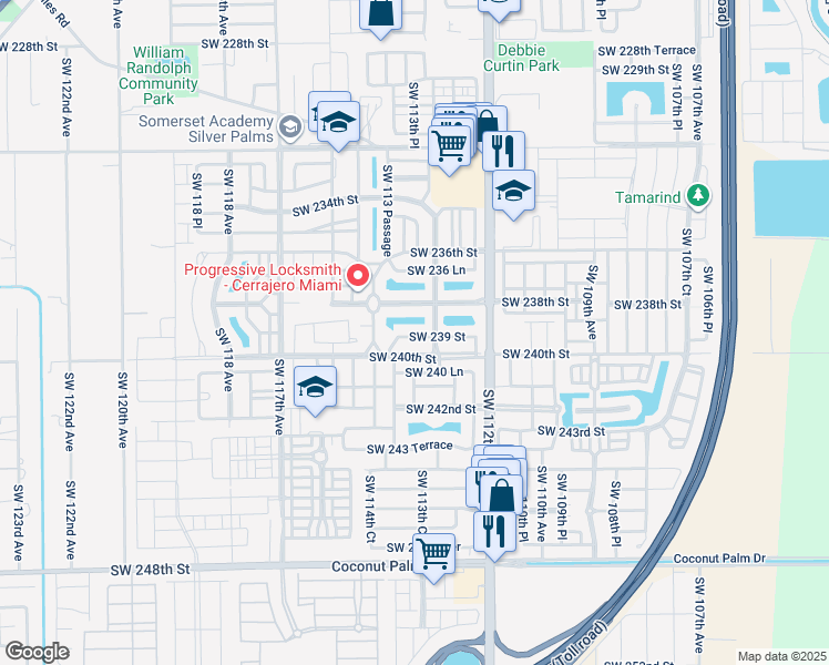 map of restaurants, bars, coffee shops, grocery stores, and more near 23904 Southwest 113th Avenue in Homestead