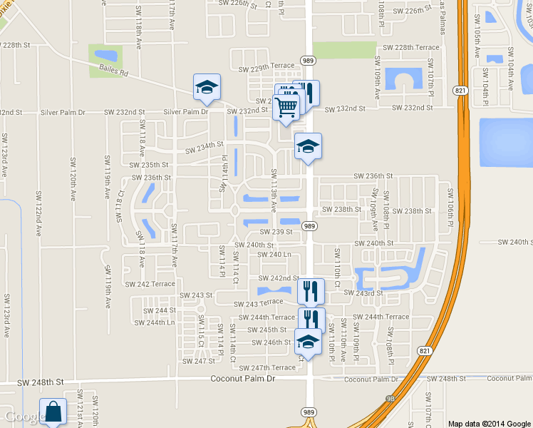 map of restaurants, bars, coffee shops, grocery stores, and more near 11307 Southwest 238th Street in Homestead