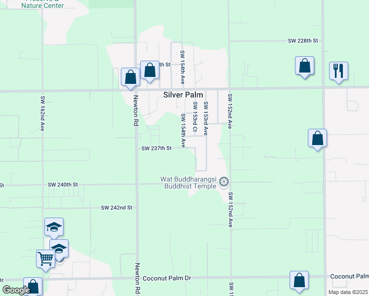 map of restaurants, bars, coffee shops, grocery stores, and more near 15455 Southwest 237th Street in Homestead