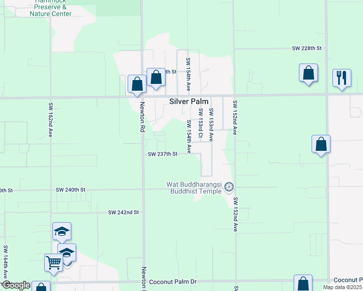 map of restaurants, bars, coffee shops, grocery stores, and more near 15455 Southwest 237th Street in Homestead
