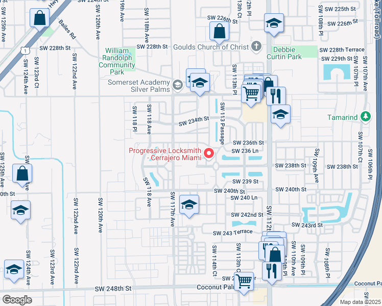 map of restaurants, bars, coffee shops, grocery stores, and more near 23770 Southwest 115th Avenue in Princeton